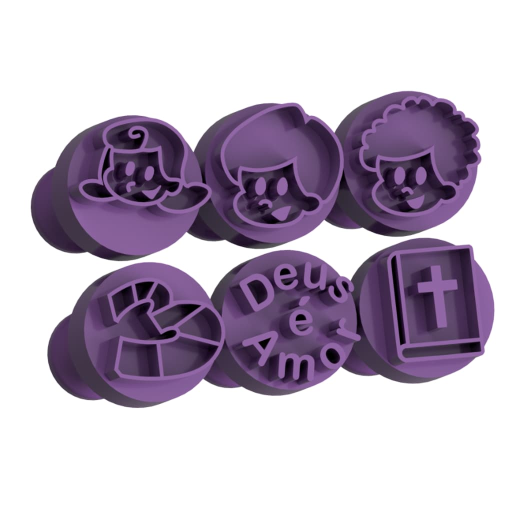 Carimbo para Brigadeiro e Doces - Palavrinhas - Kit com 6 unidades