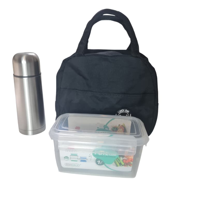 Kit de Bolsa Térmica com Marmita e Garrafa Térmica