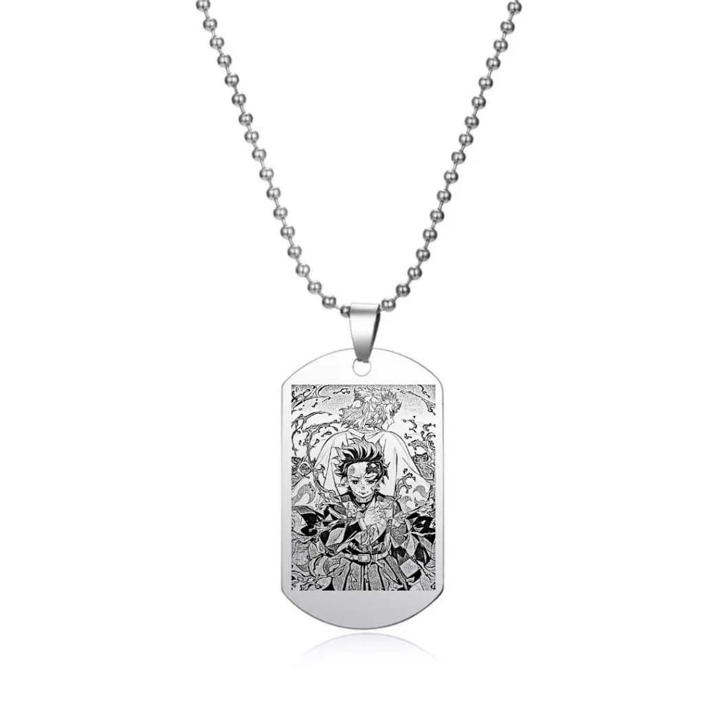 Colar Cordão Corrente Demon Slayer Kimetsu No Ayaba Tanjiro Pingente Aço Inoxidável Masculino  Manga Anime