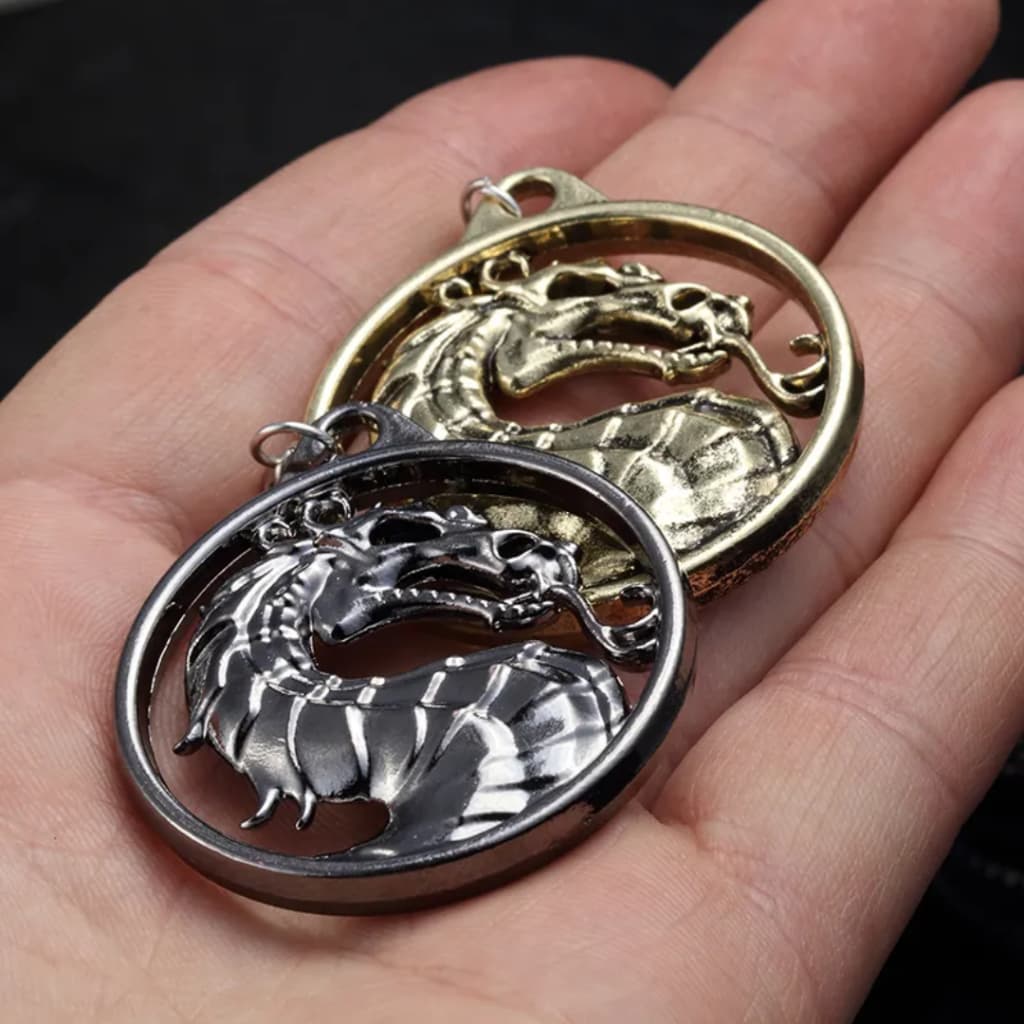 Colar e chaveiro Mortal Kombat Dragão em metal Colar Mortal Kombat Dragão Game Jogo Geek vintage presente japonês