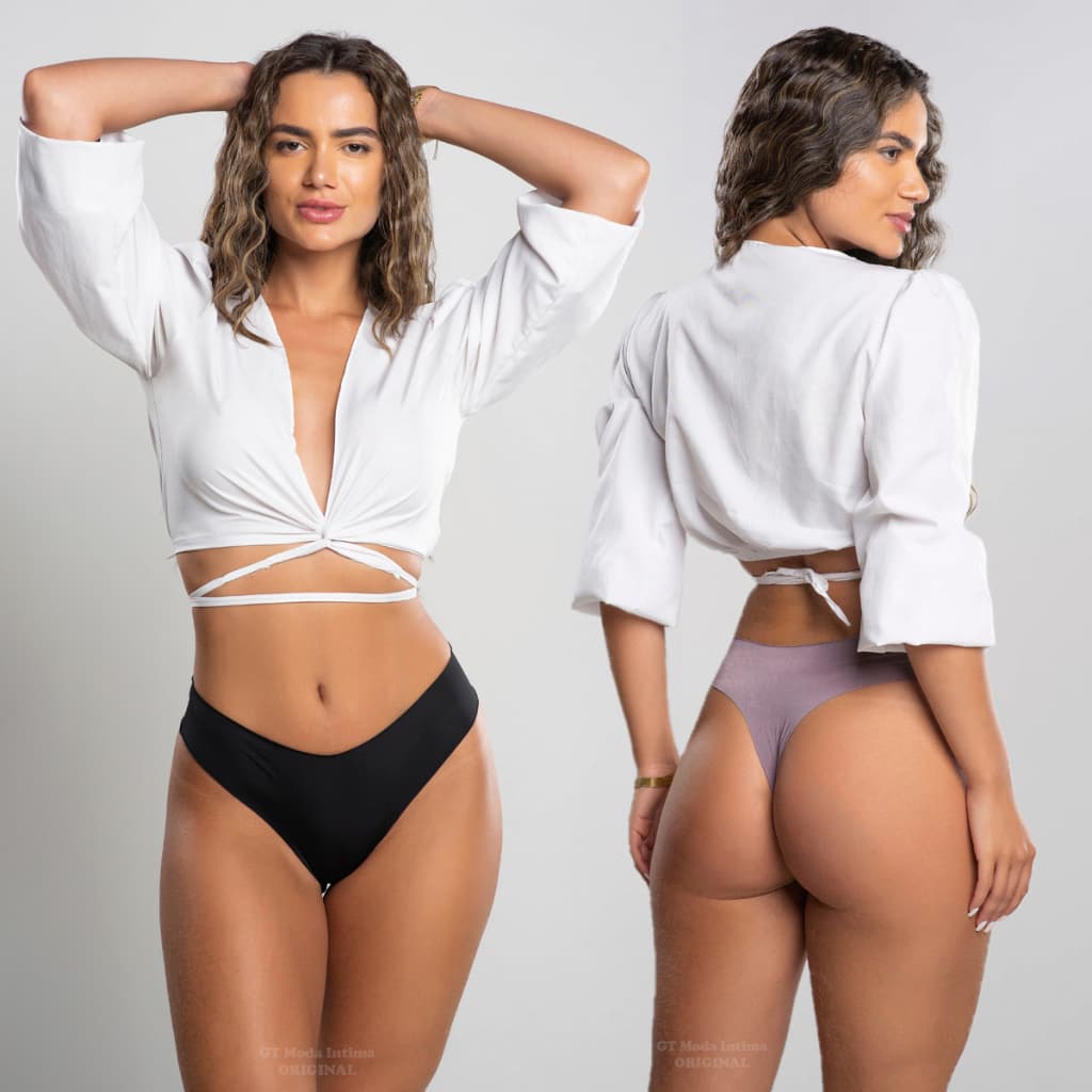 Kit 3 Calcinhas Sem Costura Corte Laser Microfibra Tanga Asa Delta Fio Dental Confortável