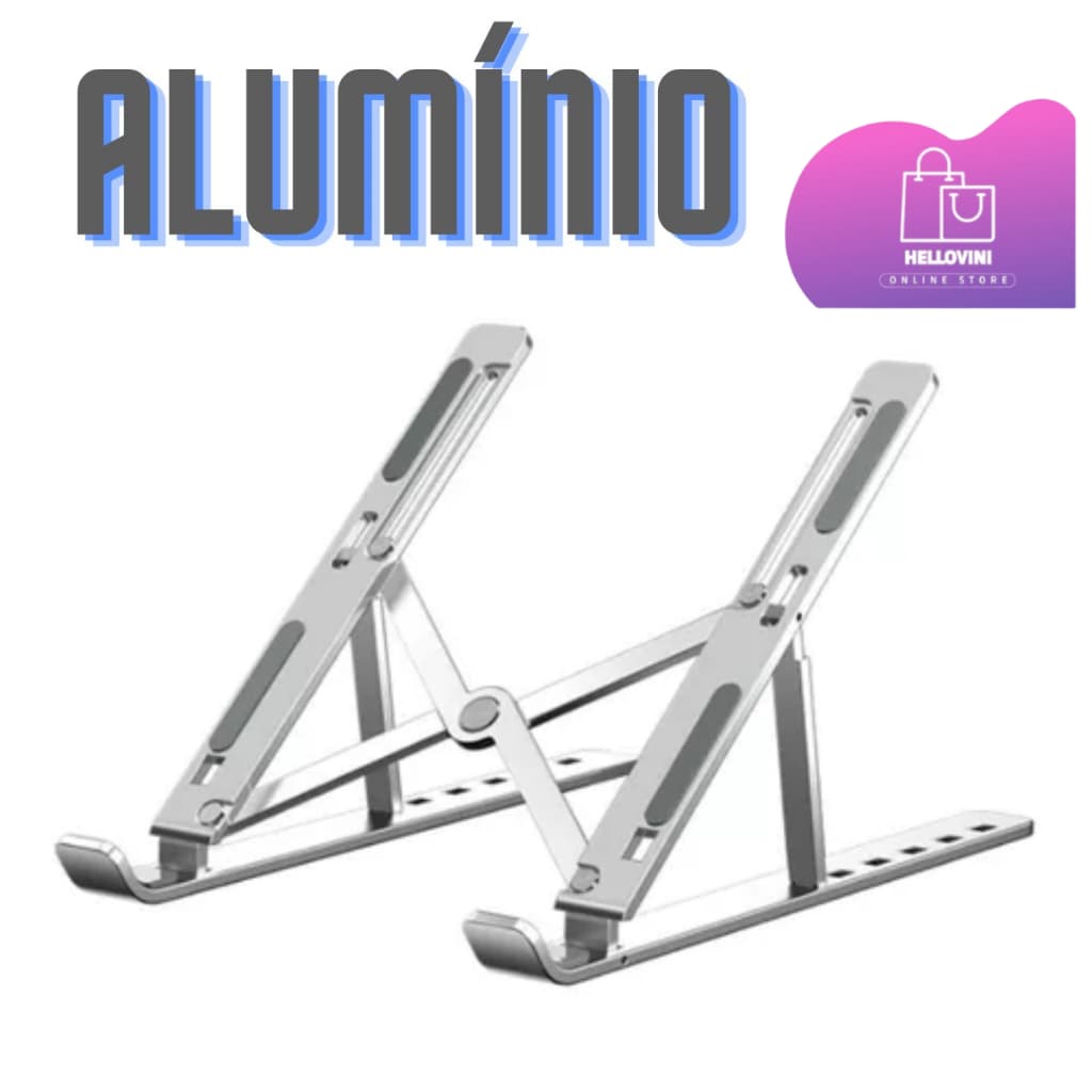 Suporte Para Notebook Base Dobrável de Alumínio Ergonômico Ajustável Fino Portátil