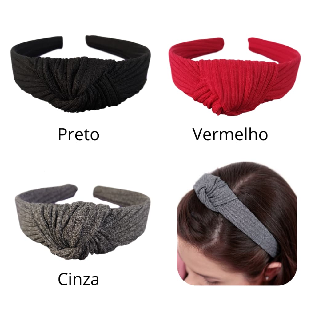 Kit 3 / 5 Tiaras Elastano Canelado Combo Tiaras Elastano