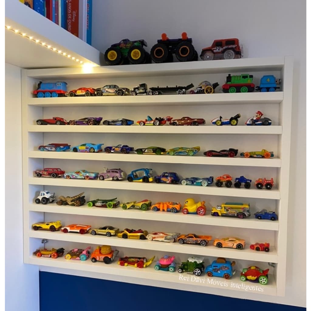 Organizador de Colecionáveis mdf Branco 67x60x10 com Fundo