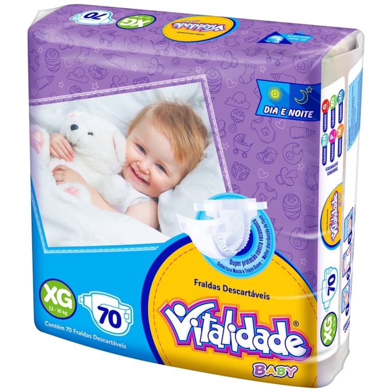 Fralda Descartável Vitalidade Baby Mega Tamanho XG 70 Unidades