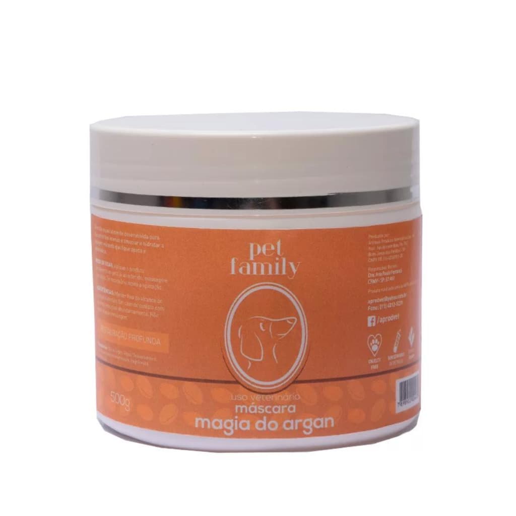 Máscara De Hidratação 500 gr Pet Family Argan Restaurador Cães E Gatos