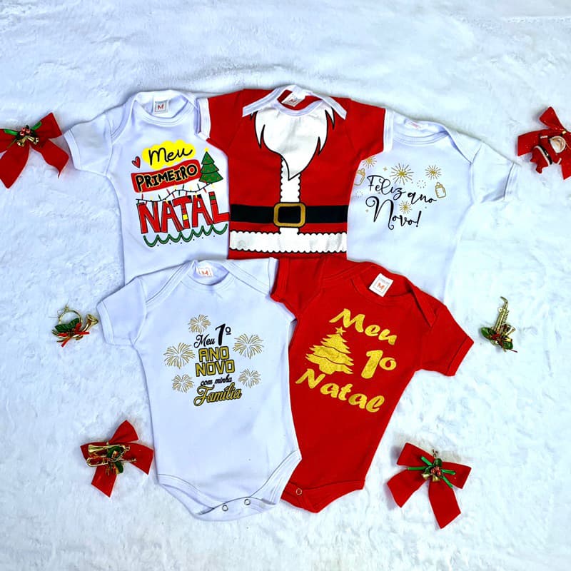 Body Infantil Temático de Natal e Ano Novo || 100% Algodão