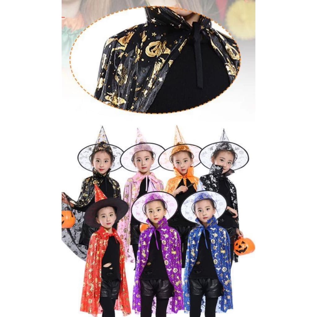 Capa de Vampiro / Bruxa Estampada Infantil Unisex - Halloween - Bruxa -Mago - Vampiro