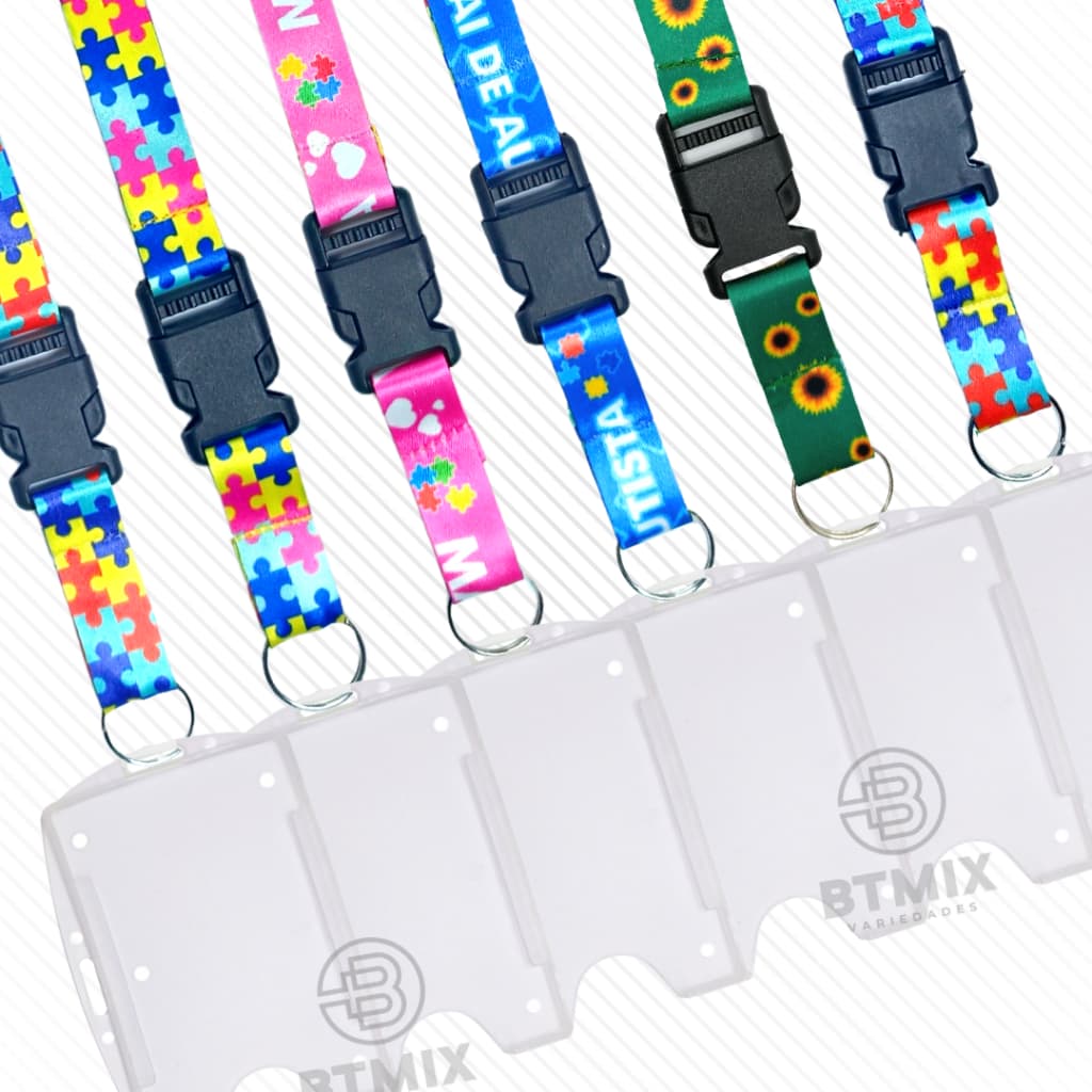 Cordão de Identificação Autismo Autista + Porta Crachá Vertical e Horizontal
