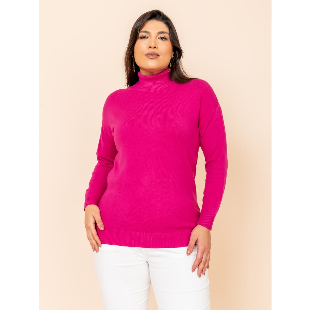 Suéter Feminino Gola Alta Premium Confortável Estilosa Casual Versátil Outono Inverno Moda Blogueira