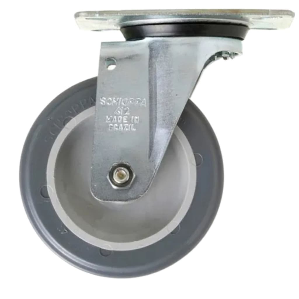 Rodizio Giratório Placa Sem Freio Cinza Pvc 65Kg 4 Pol 12,6 Cm De Altura Gl412Bp - Schioppa 1 unidade