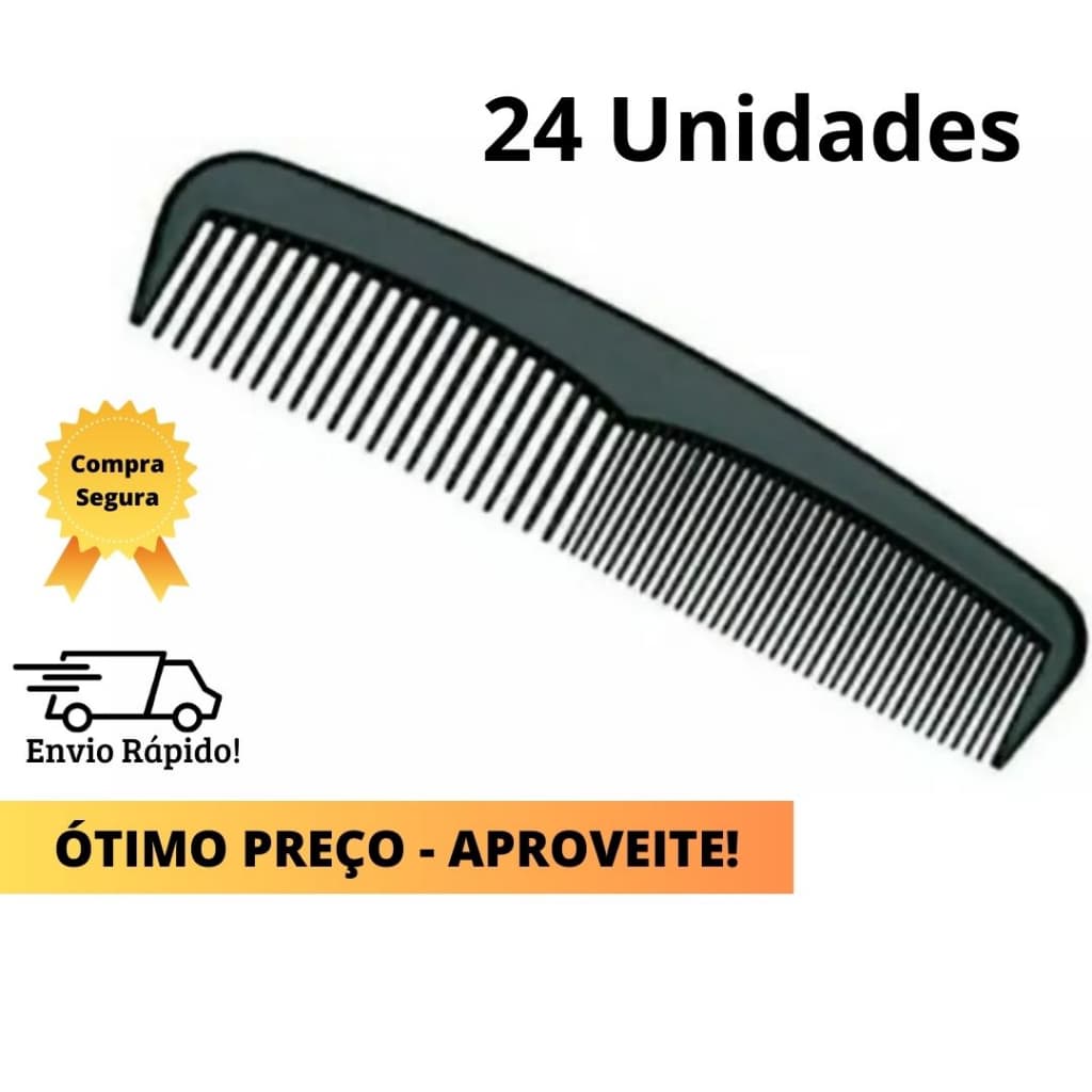 Pente De Bolso Inquebrável Salão Cabelo Barba Bigode - 24 Unidades