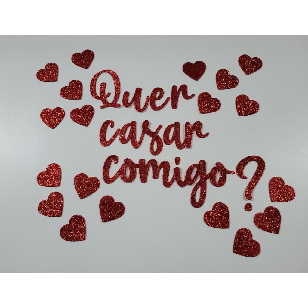 Escrita Quer Casar Comigo? No Eva com Glíter - ( Sem Adesivo )