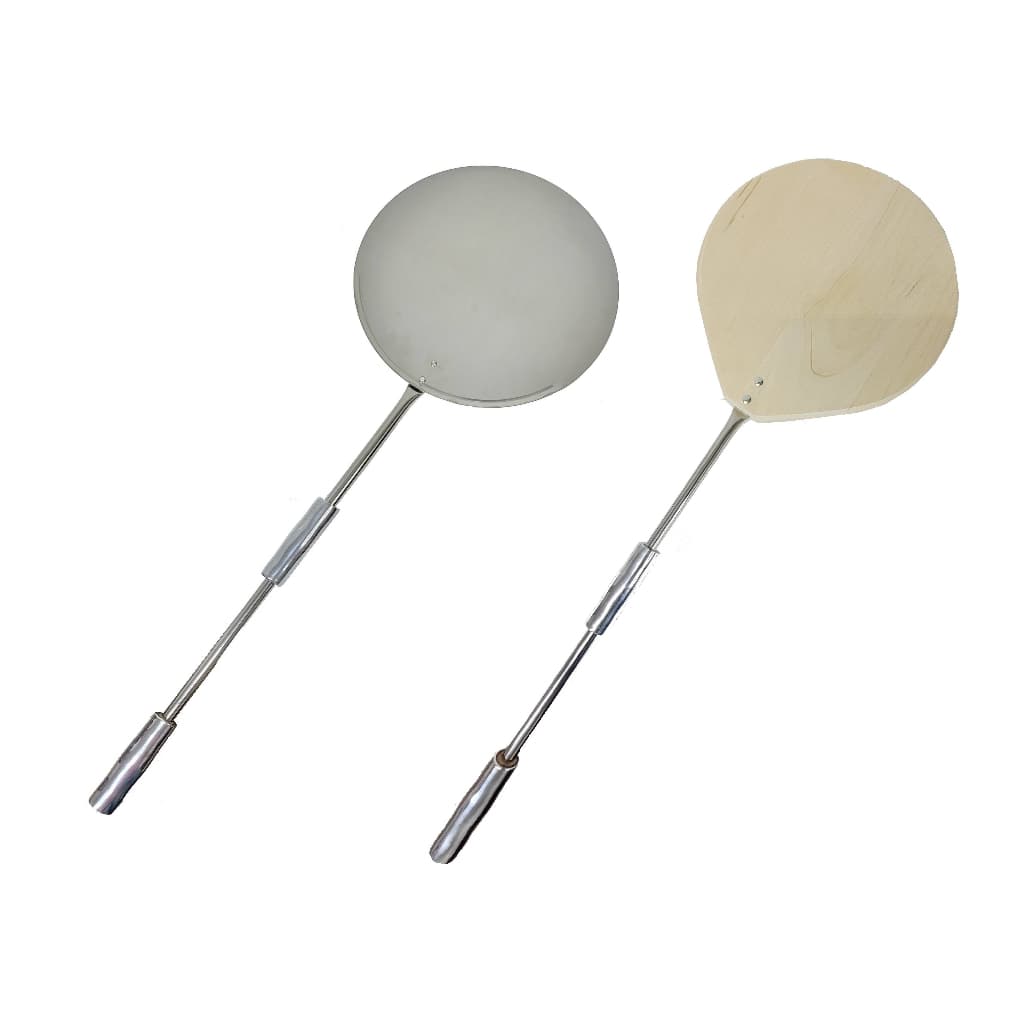 Pa para Pizza Massas em Aço Inox e Madeira Cabo Longo Esfiha Aberta Mini Pizza Média e Grande Forno a Lenha ou Gás