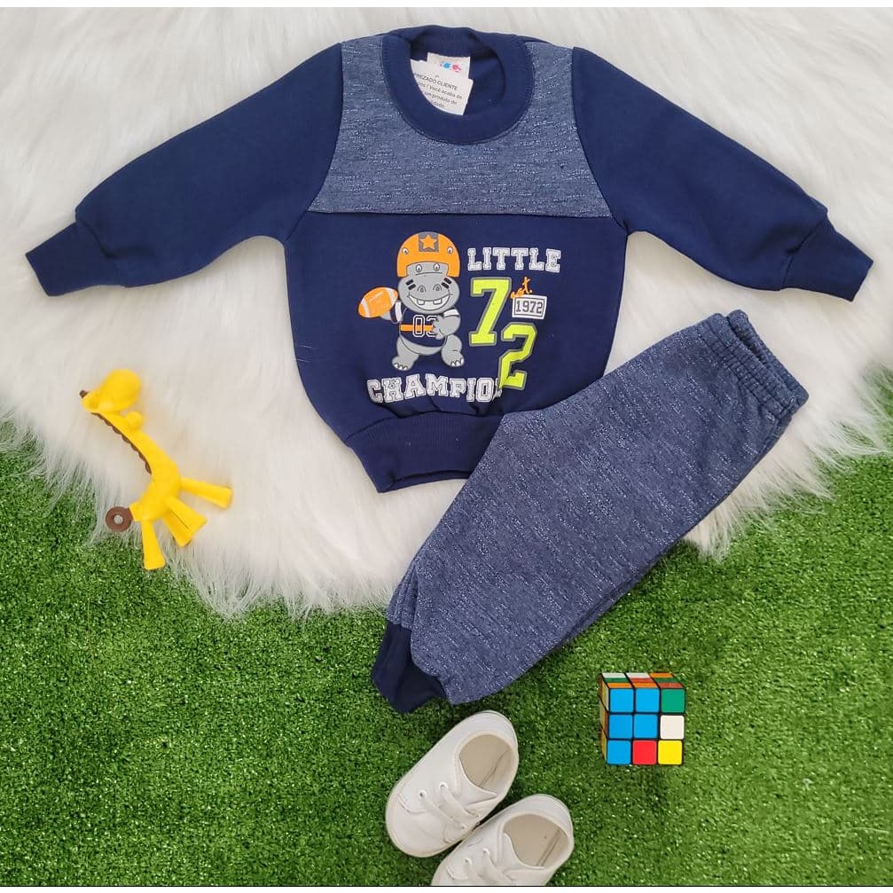 Conjunto de Moleton Flanelado para Bebê Menino