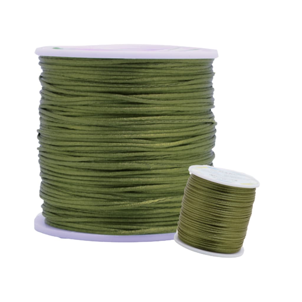 Fio De Seda Verde Musgo - Cordão Rabo De Rato 1mm - Com 100 Metros - UMK