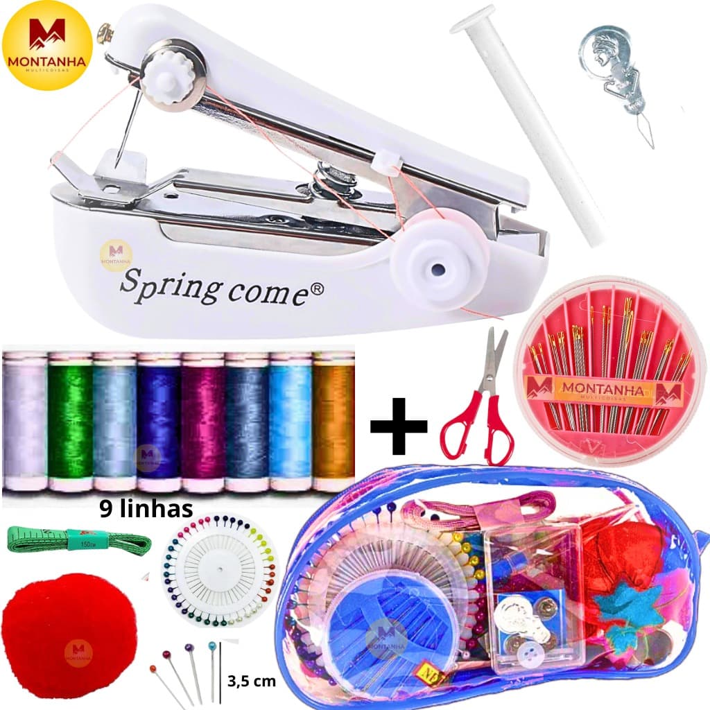 Mini Maquina De Costura Manual Portátil De Mão +  bolsinha Costura Artesanato