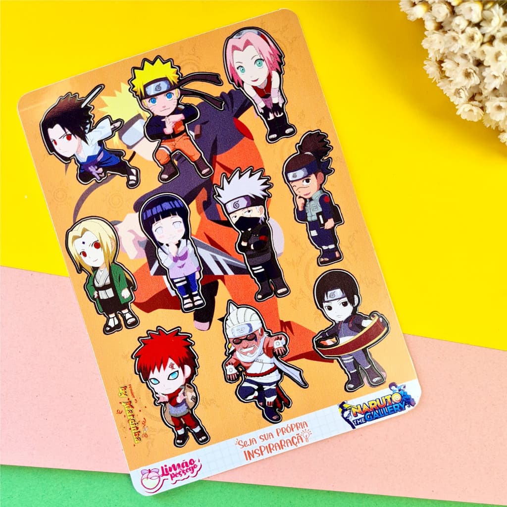 Naruto Cartela de adesivos em VINIL - anime -  Limão e Pêssego