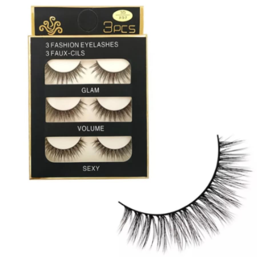 Kit 3 Pares Cílios Postiços  (1 Cartela) Mink 3d Visual Top Volumosos