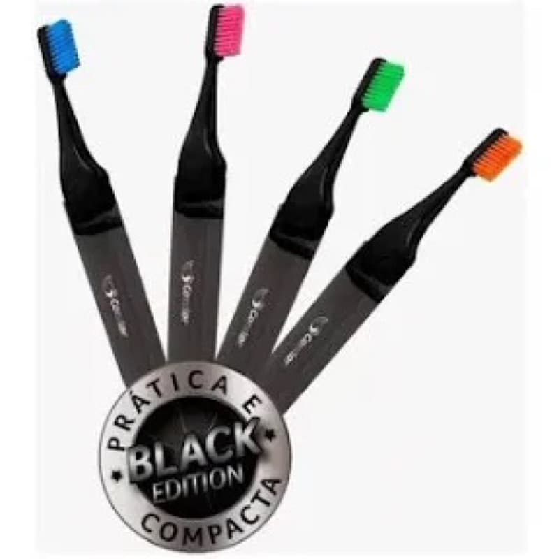 Kit C/ 3 Escovas Dental Trip Black Macia