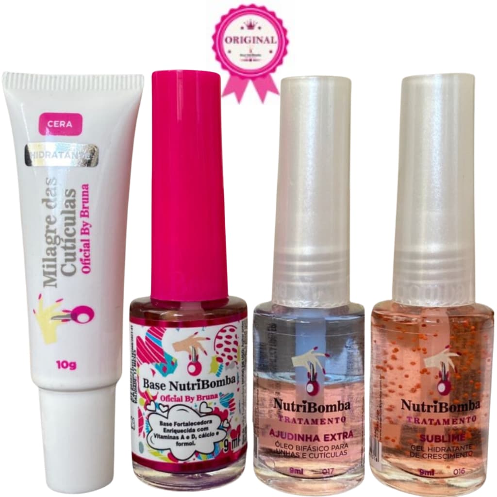 KIT NUTRIBOMBA TRATAMENTO + Milagre das Cuticulas + Sublime + Ajudinha Extra + Fortalecedor