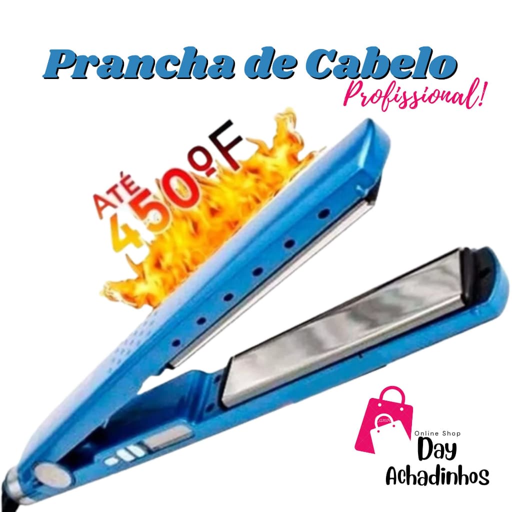 Chapinha Profissional Prancha Titânio 450° F Bivolt  Controle de Temperatura Iônica