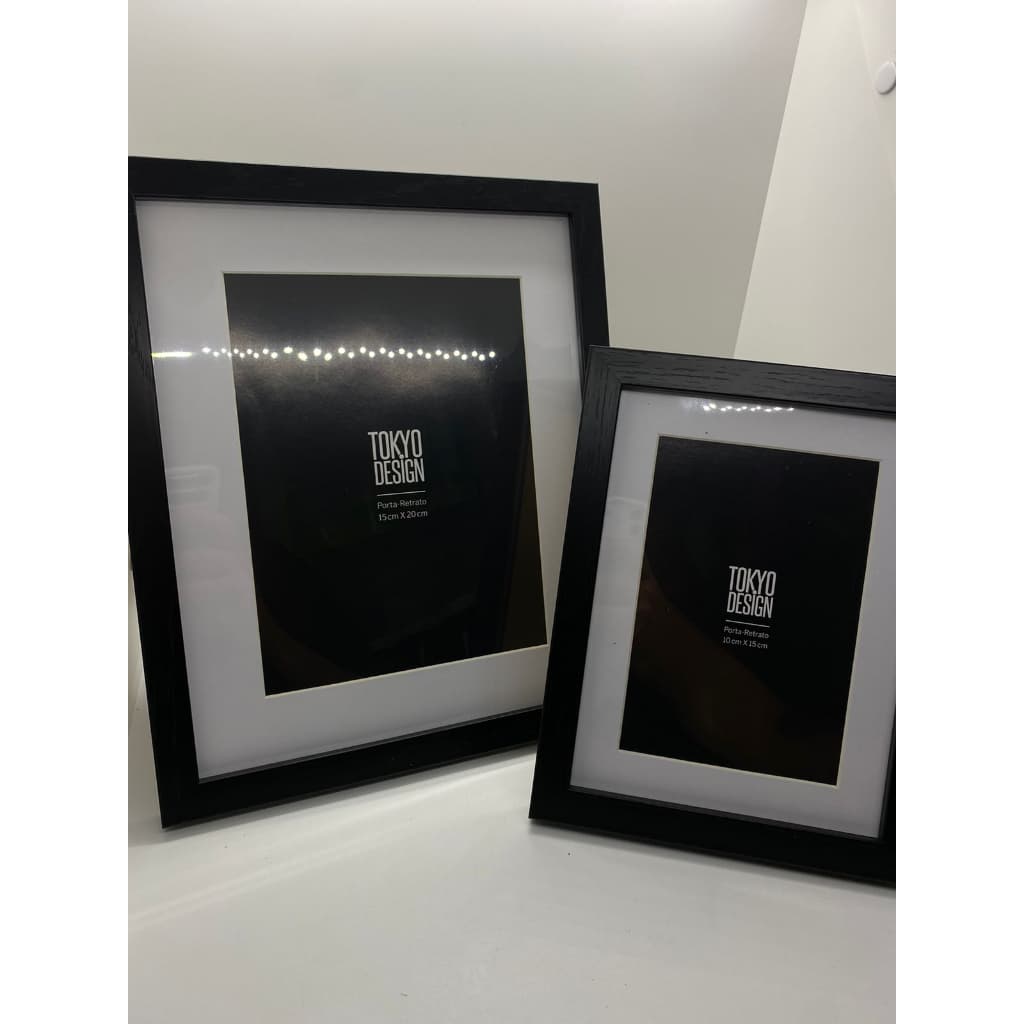 Porta Retrato Preto com branco 15x20 ou 10x15cm Moldura MDF