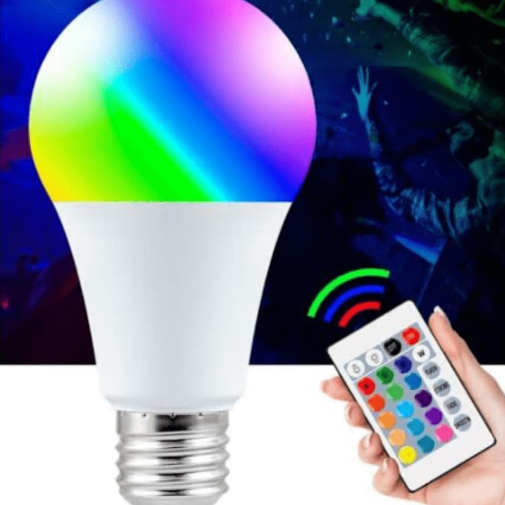 Lâmpada Led Rgb 16 Cores Bivolt E27 c/ Controle Remoto​Lâmpada LED RGB 3w