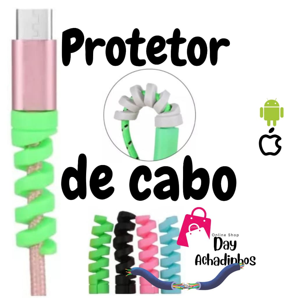 Protetor de cabo de celular para android iphone carregador enrrolador de cabo
