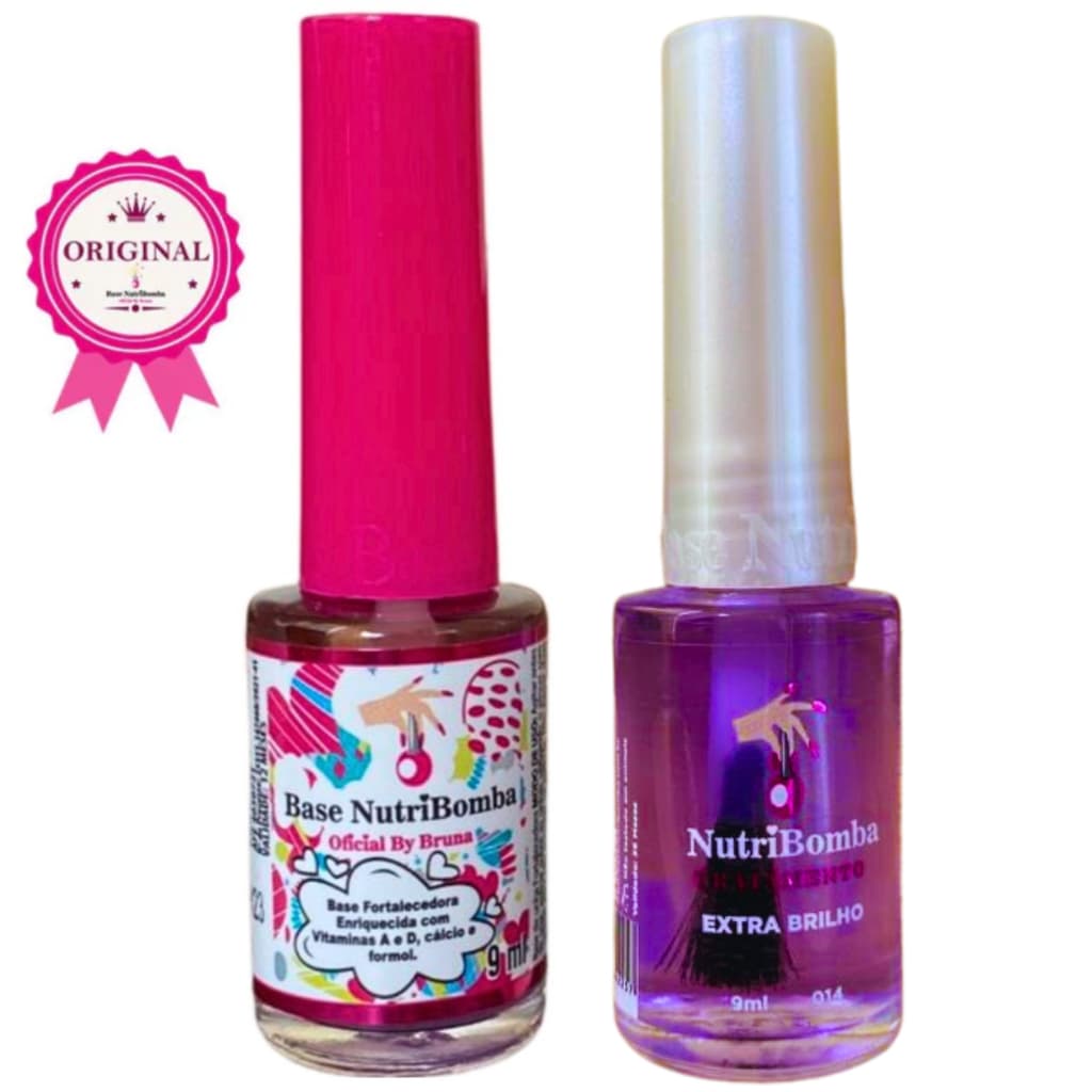 Base Nutribomba Fortalecedora + Extra Brilho Esmalte Finalizador