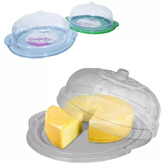 Queijeira  Plástica  Com Tampa Transparente Pratos Com Cores Variadas  Unidade
