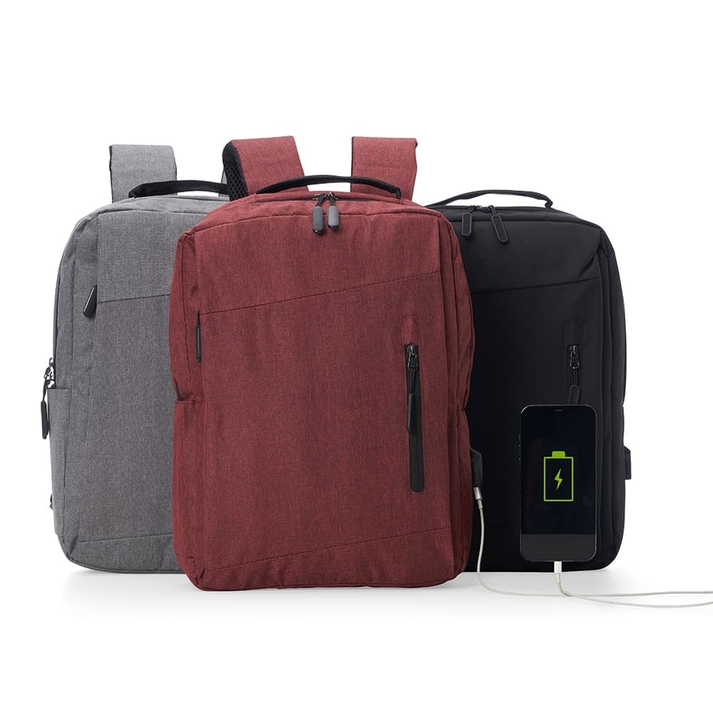Mochila de nylon com USB
