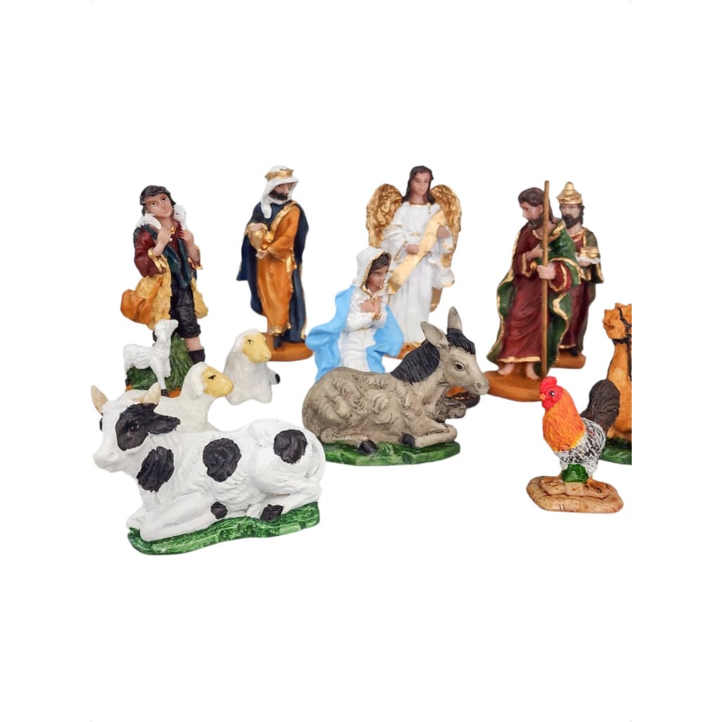 Presépio Natal Completo 14 Peças 12cm Resina Modelo Italiano