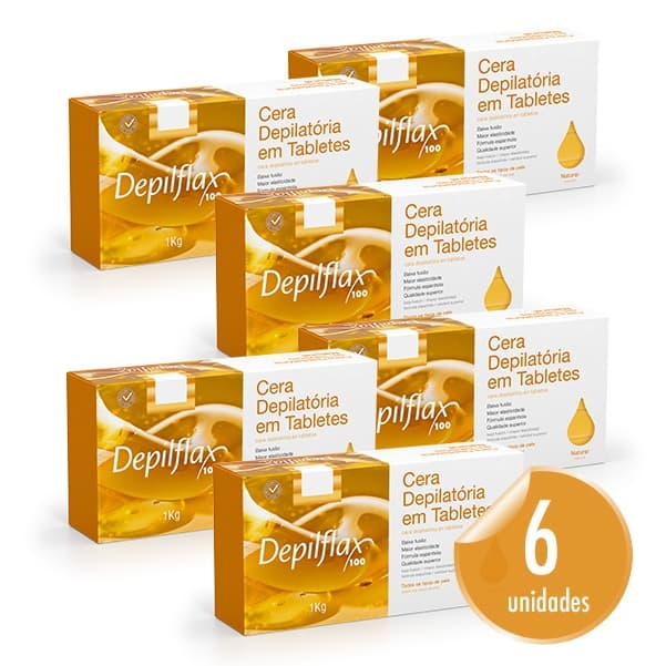 6 Ceras Quente Depilatórias Depilflax Natural de 1Kg