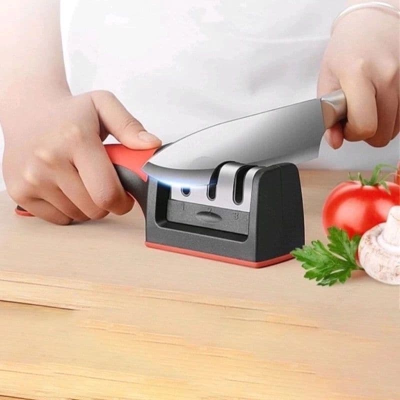 Amolador Afiador De Facas Em Aço Inox Com 3 Afiadores, Amolador De Faca