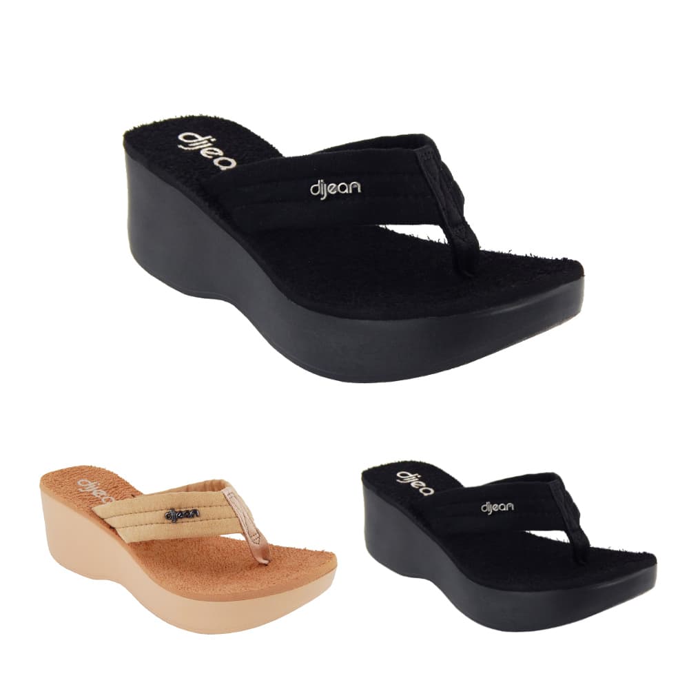 Plataforma Tamanco Dijean Alto Original Nude Veludo Anabela Feminino Novo Modelo Lançamento Confortável Preto Sola Aveludada