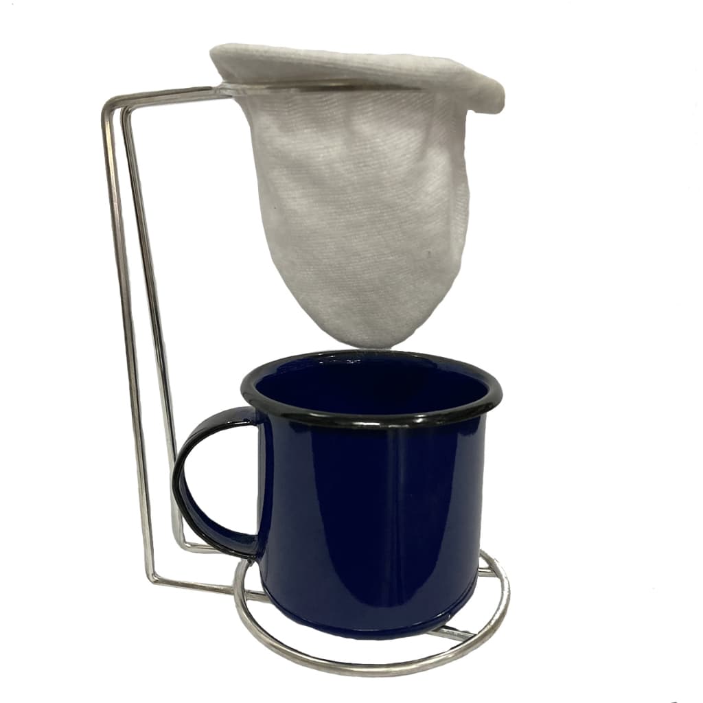 Kit Mini Coador De Café Com Caneca Esmaltada Lisa 160ml Super Oferta