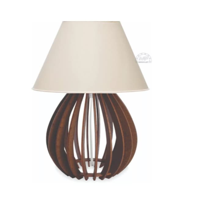 01 ABAJUR LUMINÁRIA MDF BOLA MARROM