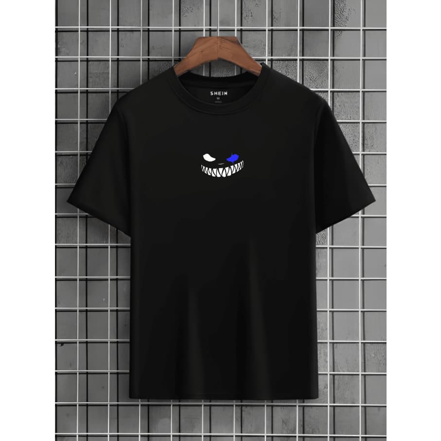 Camiseta Sorriso Evil Gothic Monstruoso Oversized Long Line Manga Curta Streetwear Básica