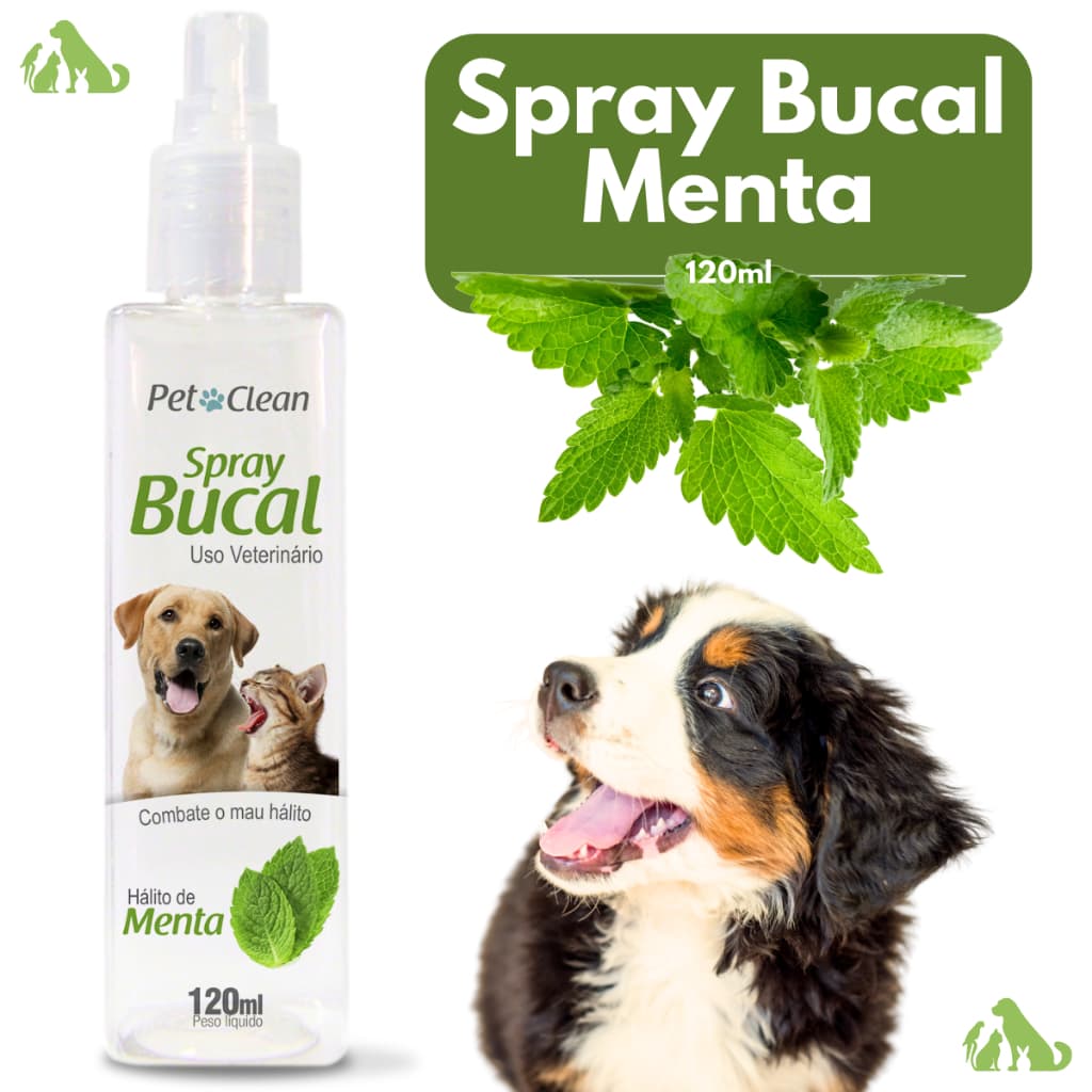 Spray Bucal Para Cães Pet Clean Sabor Menta, Morango e Tutti Frutti
