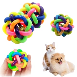 Bola Trançada anti stres De Borracha Com Sino Para Cães E Gatos