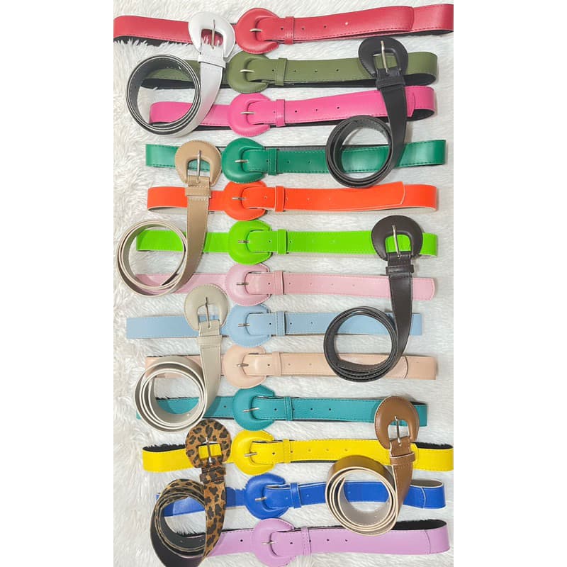 cinto feminino cinto moda modelo novo couro Sintético fivela arredondar 15 cores cinto para festa cinto para praia