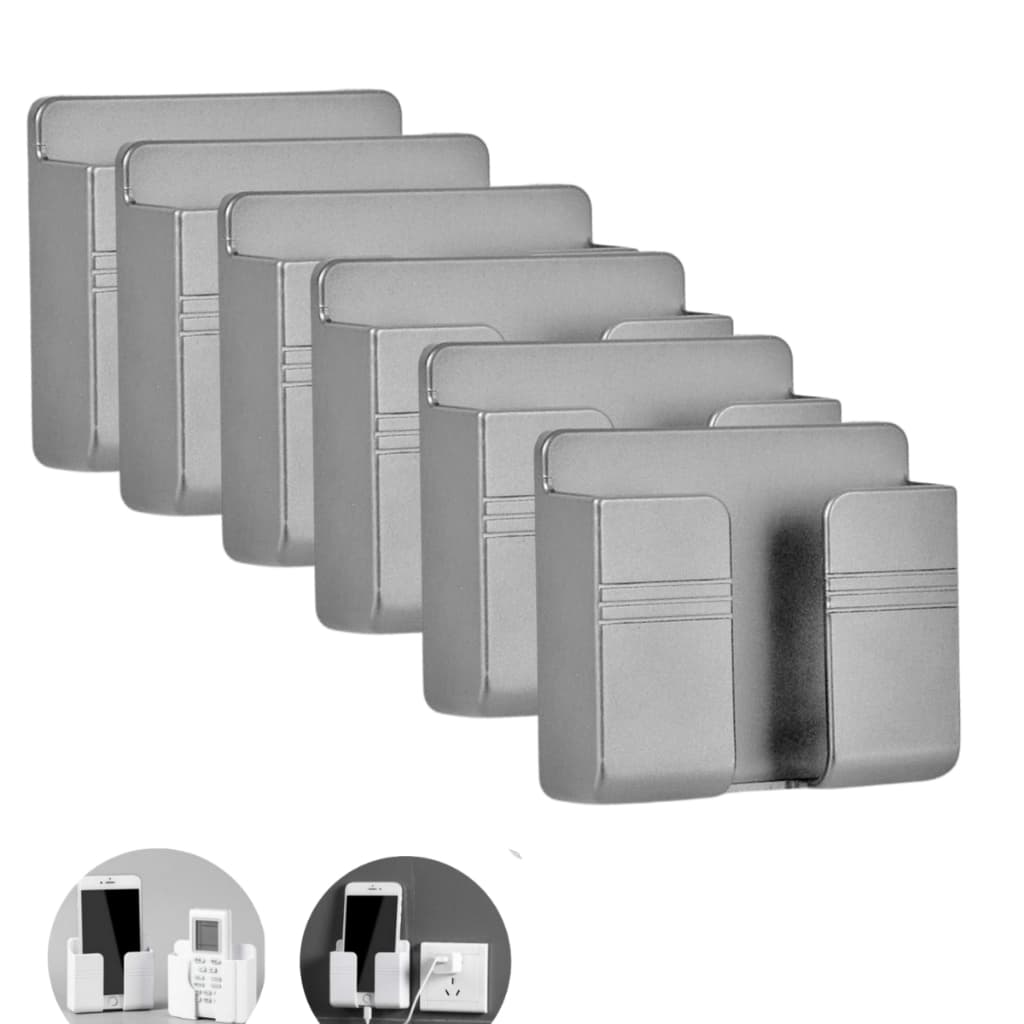 6 Suporte De Parede Para Celular Controle Plástico Cinza