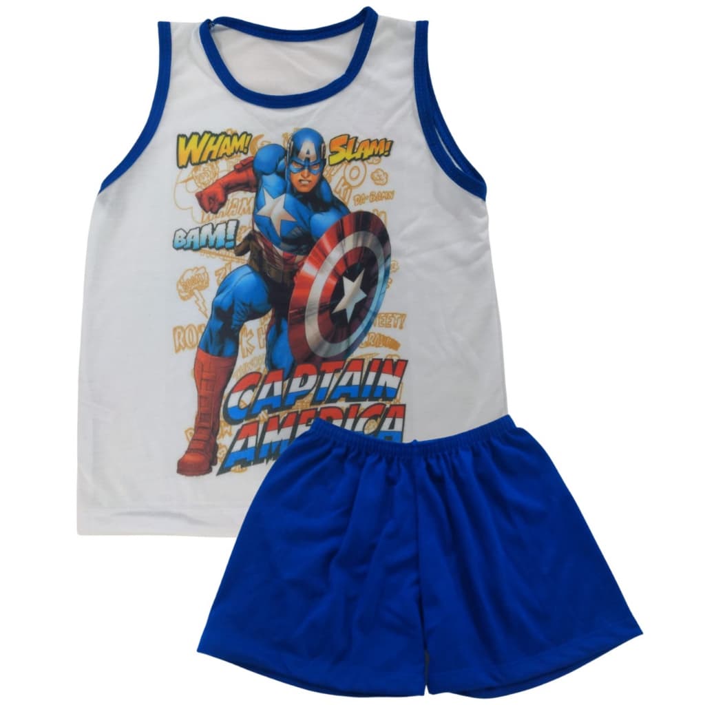 Pijama Regata Algodão Infantil Personagens Verão Masculino