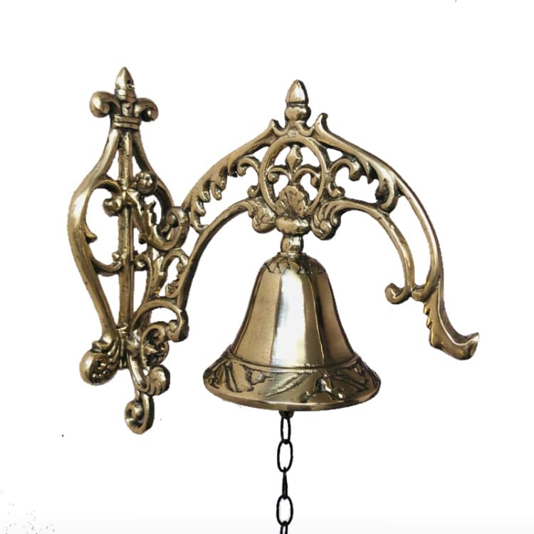 Sino Todo Em Bronze Maciço Trabalhado Parede Artesanal Campainha Casa 2,2 KG