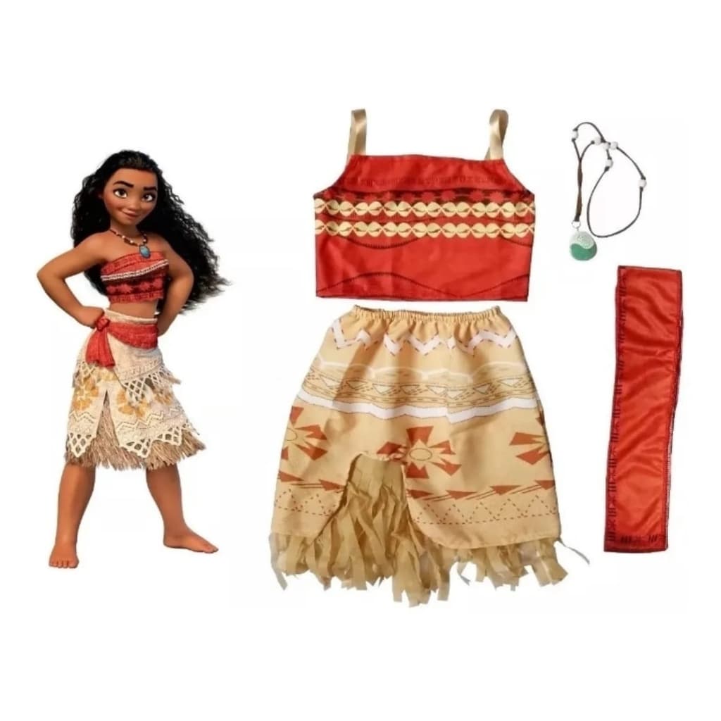Fantasia Princesa Infantil Com Colar Moana Carnaval