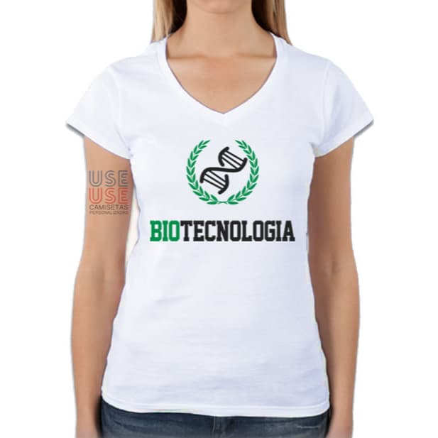 Camiseta Baby Look Branca Universitária Curso Biotecnologia
