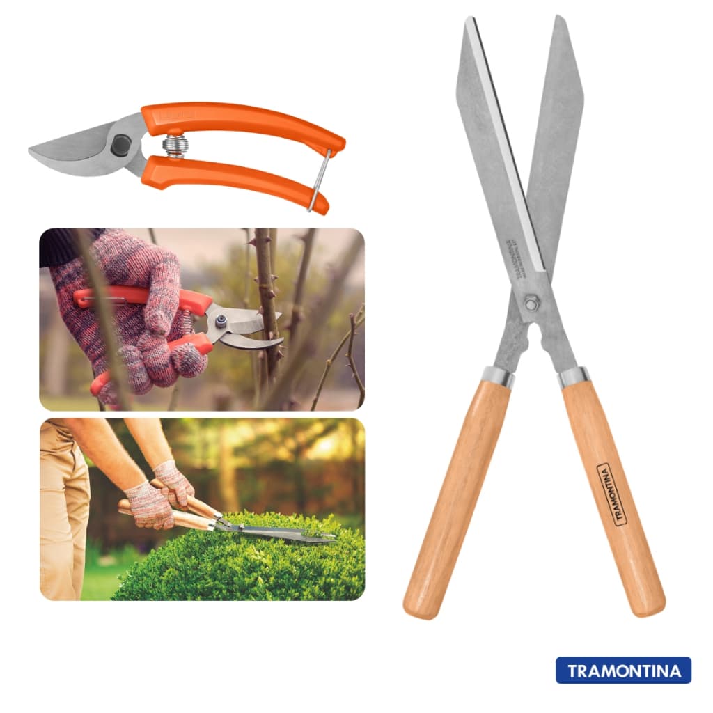 Kit Tesoura de Poda e Tesoura Cerca Viva 12 Polegadas Tramontina