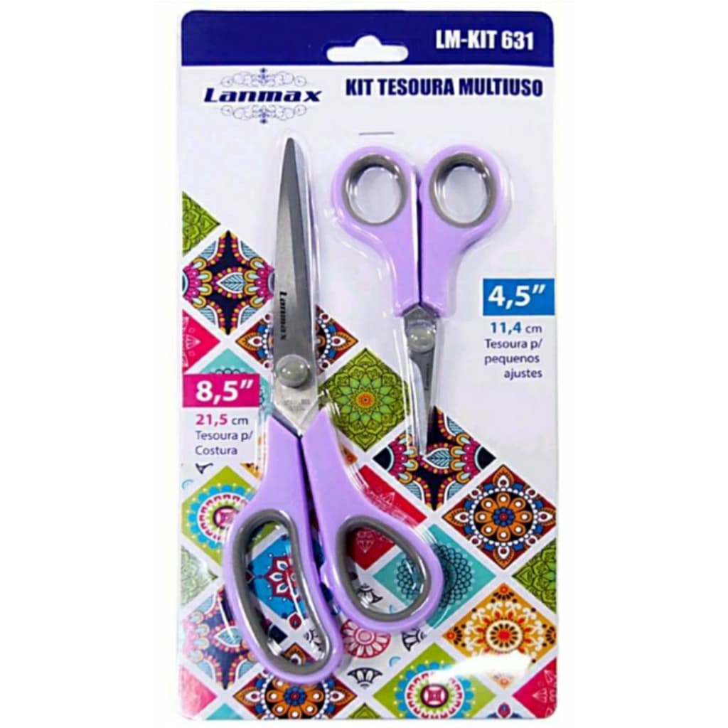 KIT 2 TESOURAS 4.5,8.5 POLEGADAS USO GERAL LANMAX