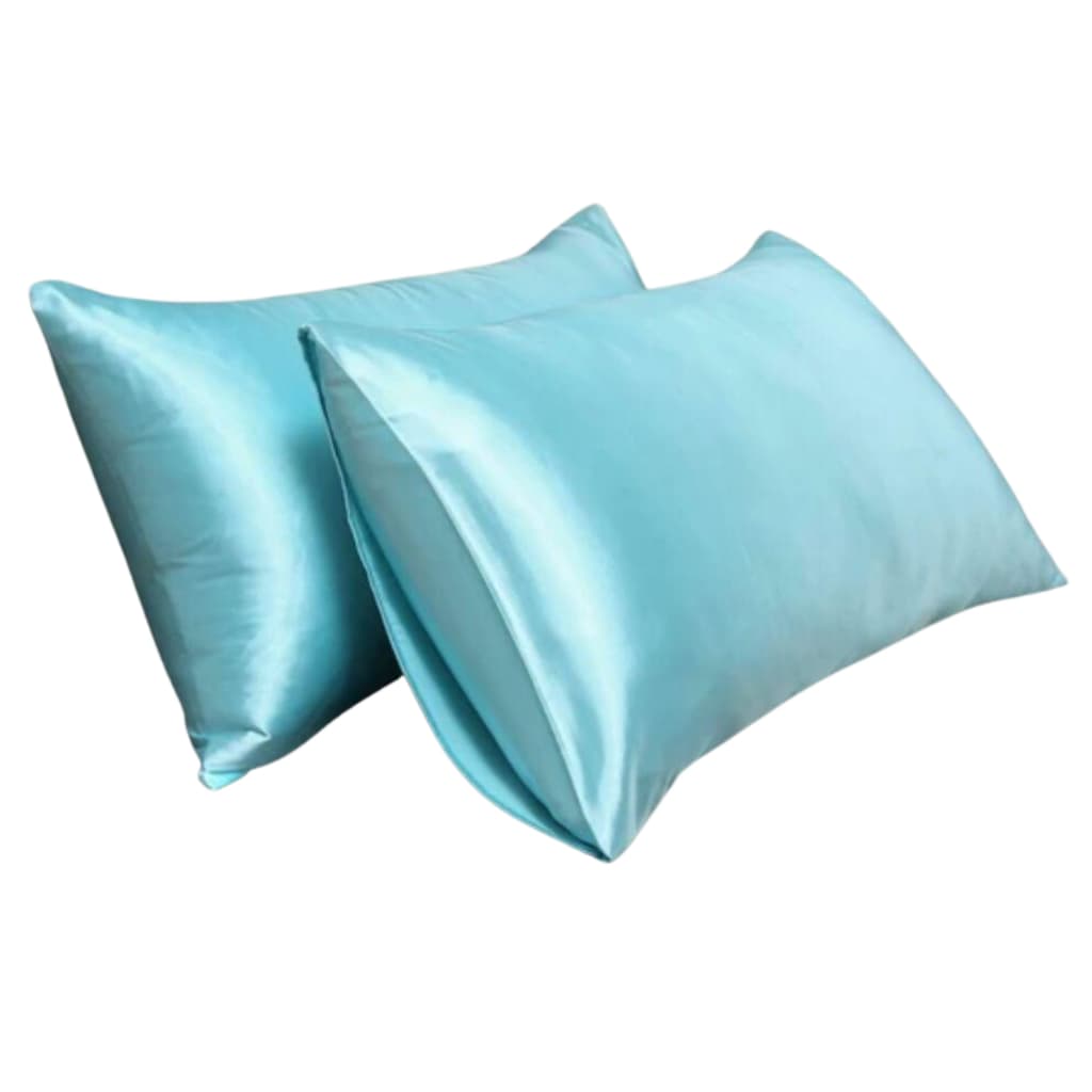 Kit 02 Fronhas Cetim 70cm x 50cm Anti Frizz Azul Céu